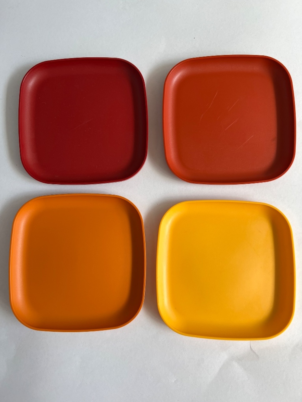 Tupperware Luncheon Plates Vintage 8" Square 70s 80s 4 Colours